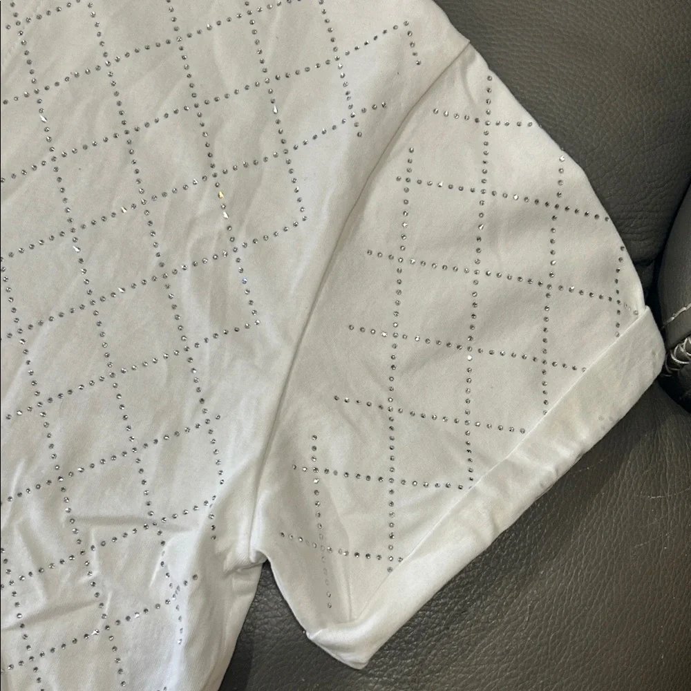 CHANEL White Rhinestone Diamond Pattern Top, size 38/8. NWT. LUXURY - Picture 9 of 10